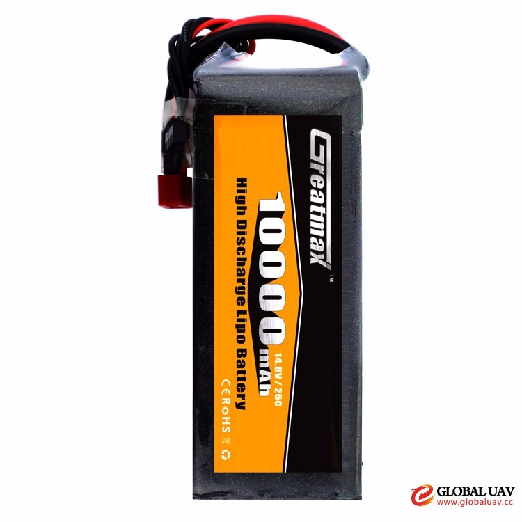 GreatMax rechargeable 25C 14.8V 10000mAh li polymer battery for uav
