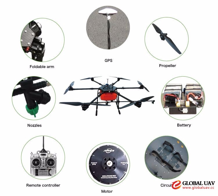 Latest Airless Mist Precision Agriculture crop 15 kg sprayer Drone for farmer