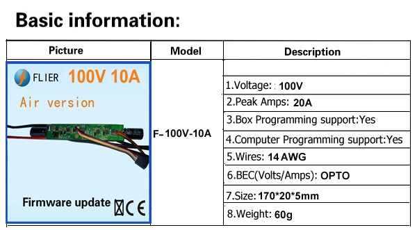 100V 10A esc for brushless eletro<em></em>nic servo moters for rc Airplane
